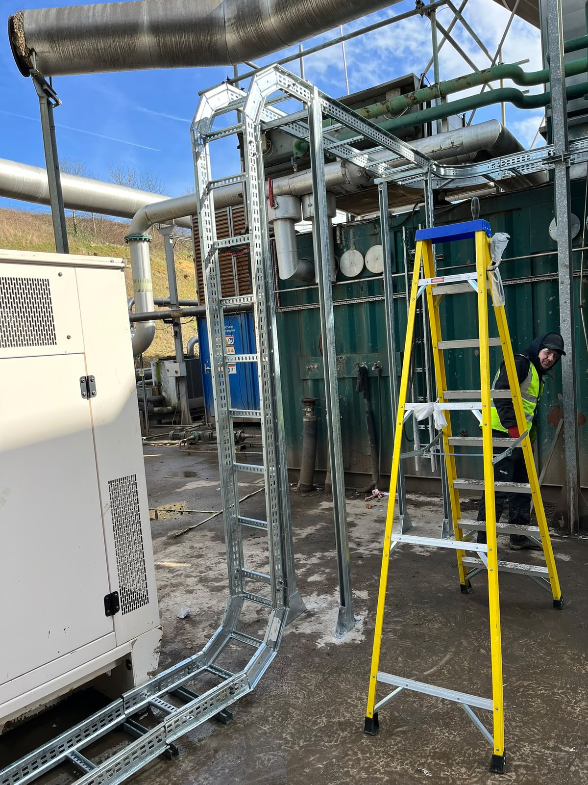 Galvanised cable containment routed through the plant