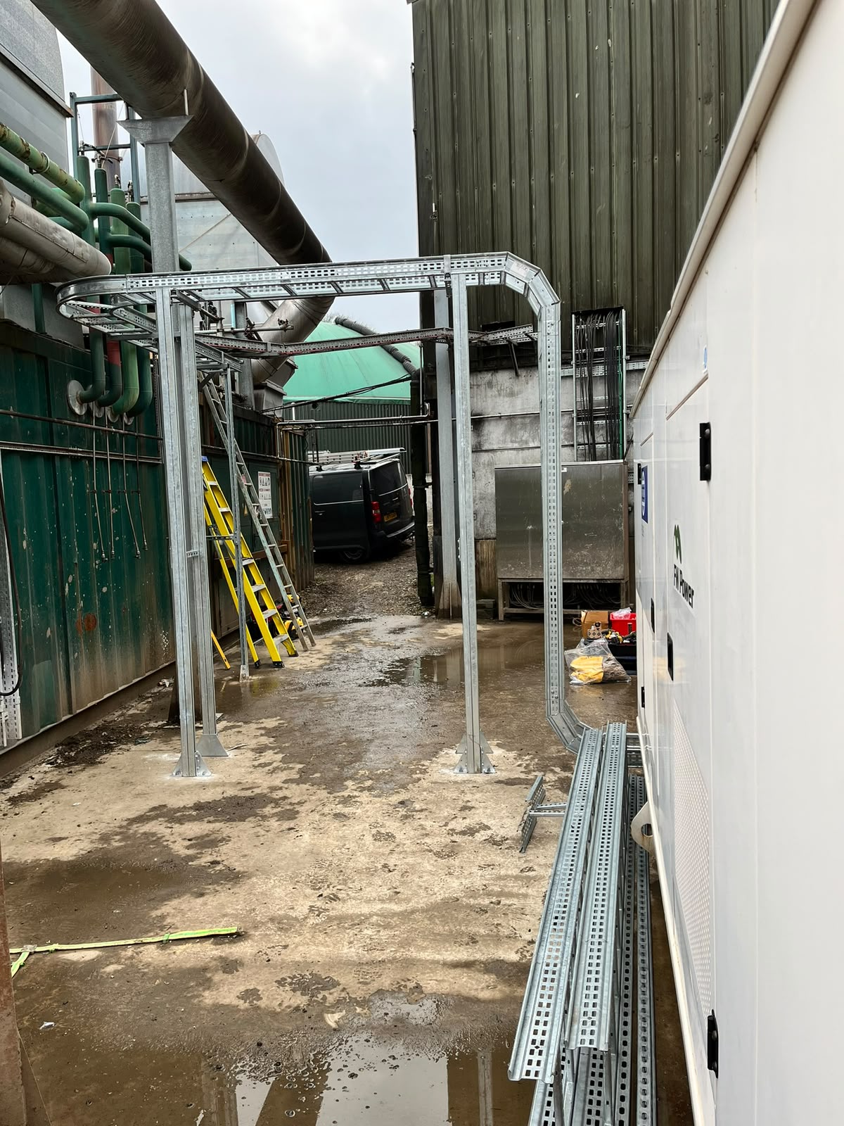 Installed containment framework beside the generator