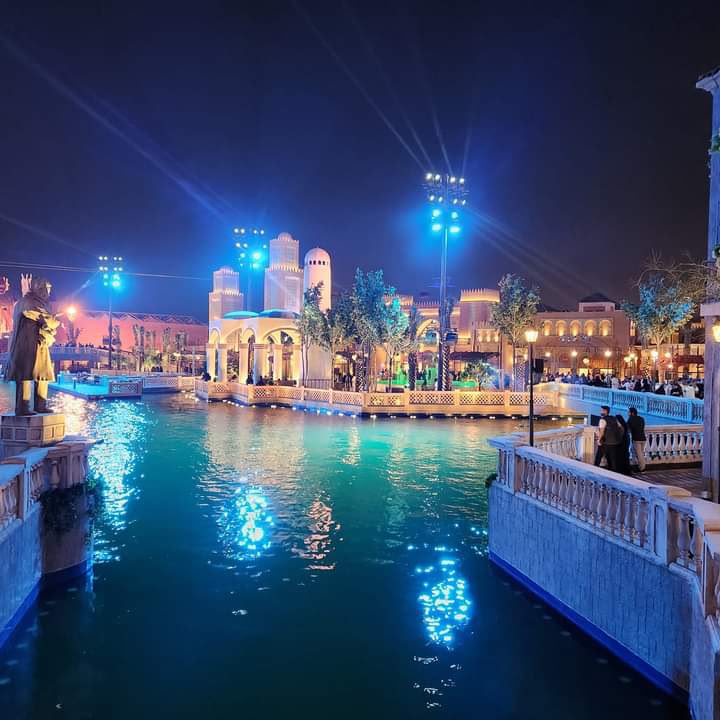 Illuminated waterfront