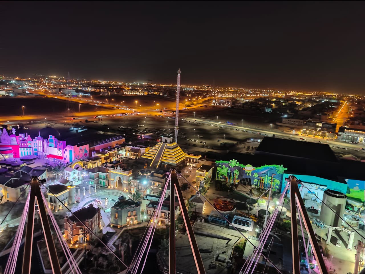 Wide aerial view across Boulevard World